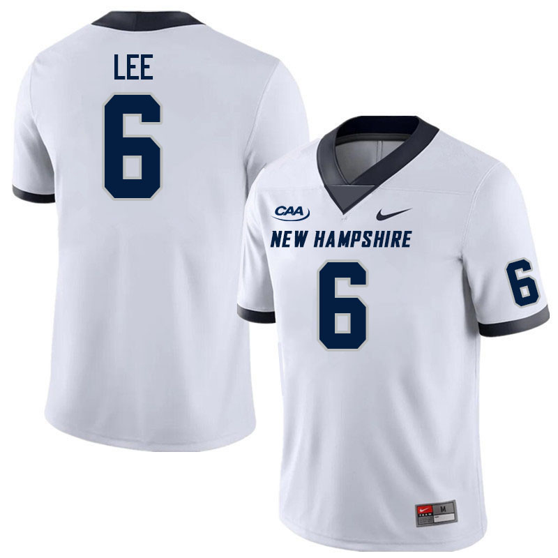 New Hampshire Wildcats #6 Eric Lee College Football Jerseys Stitched Sale-White